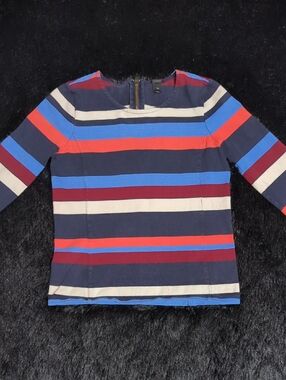 J.Crew Navy, Red & Cream Striped Crew Top